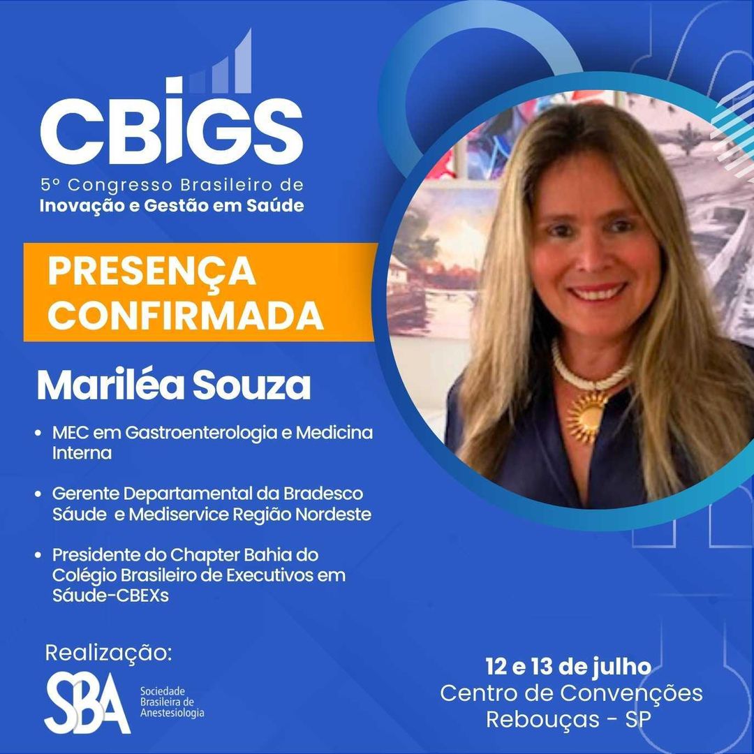Presença confirmada no CBIGS: Dra. Mariléa Souza